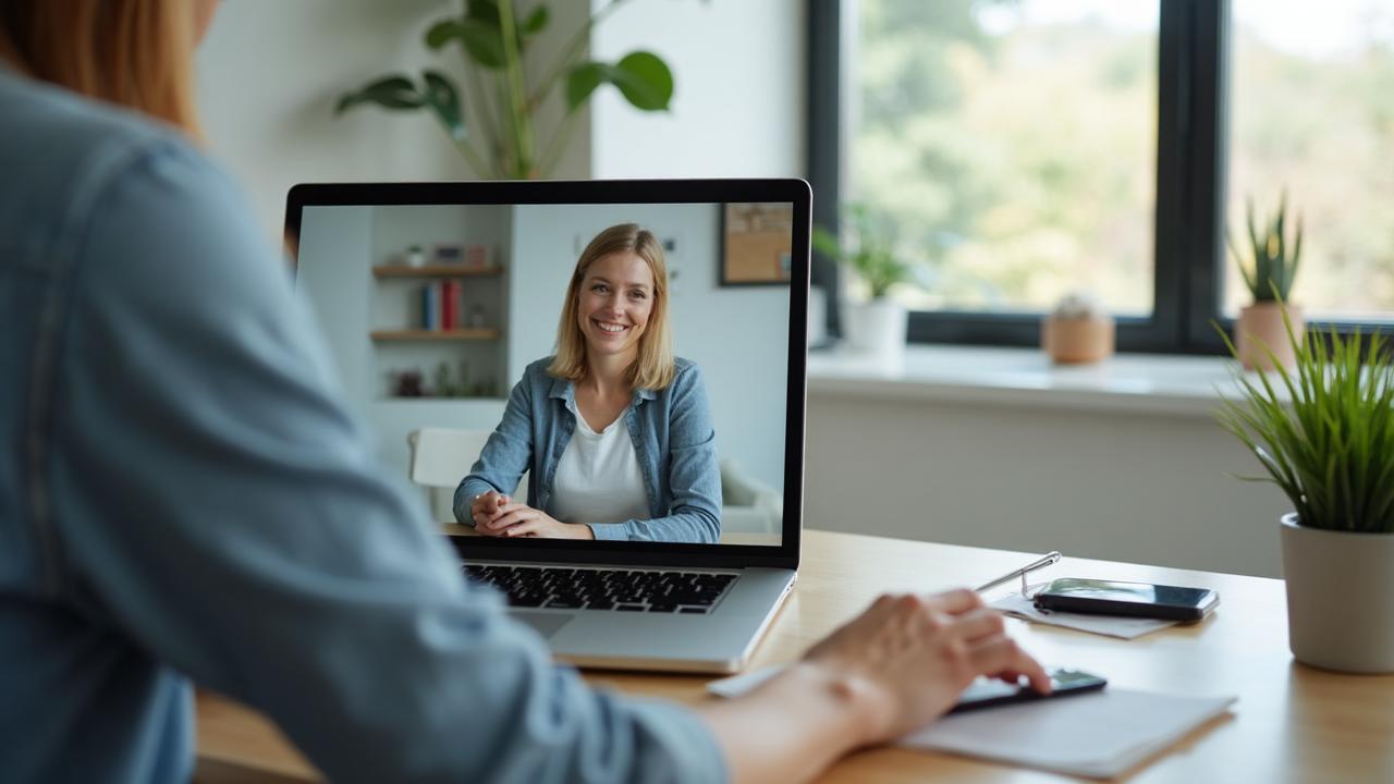 A client on a video call with a professional
