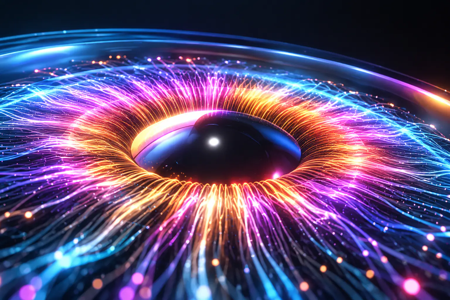 An iridescent eye of light and energy